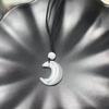 Lace Up Rope Necklace Cat Eye Moon Pendant Necklace Chinese Style Jewelry Gift