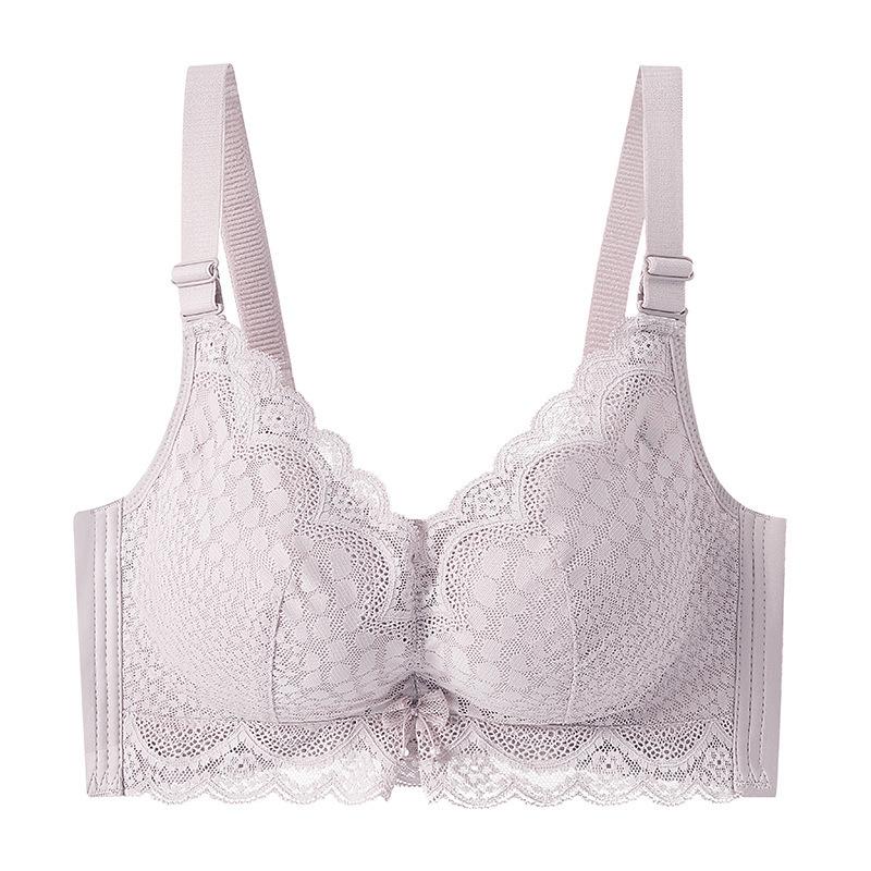 Sexy Lace Elegant Women's Underwear Thickened Small Breasts Show Large Breasts Gather No Steel Ring Adjustment Bra