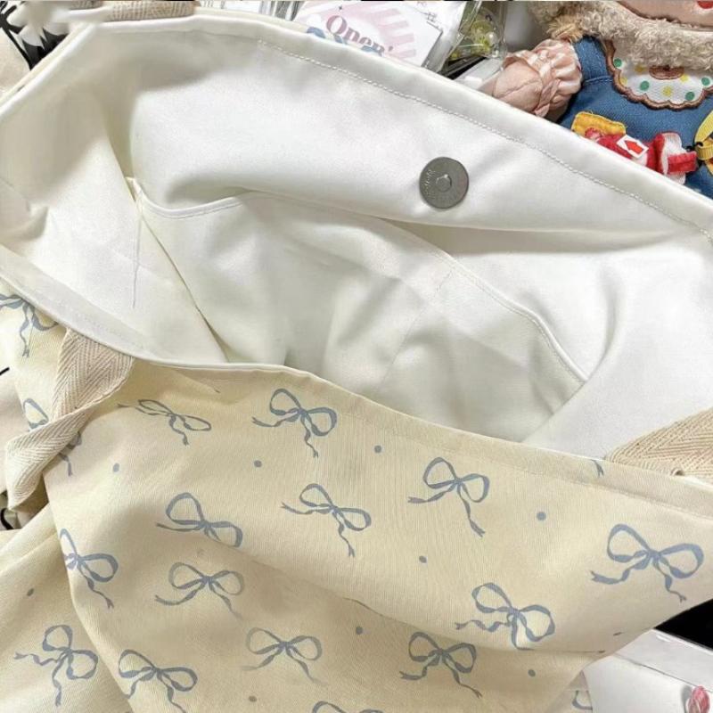 Vintage Polka Dot Women'S Canvas Shoulder Bag Large Capacity Female Messenger Bags Commuter Handbags