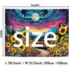 Dermijer Blacklight Moon Sunflower Tapestry Starry Night Mountian UV Reactive Wall Hanging Tapestries Galaxy Space Nature Landscape Tapestry for Home