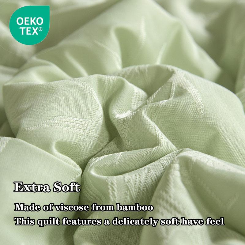 Jacquard Bamboo Cooling Summer Quilt for Queen King Bed Silky Air Condition Comforter Lightweight Cooled Blanket Anti-Mite Soft
