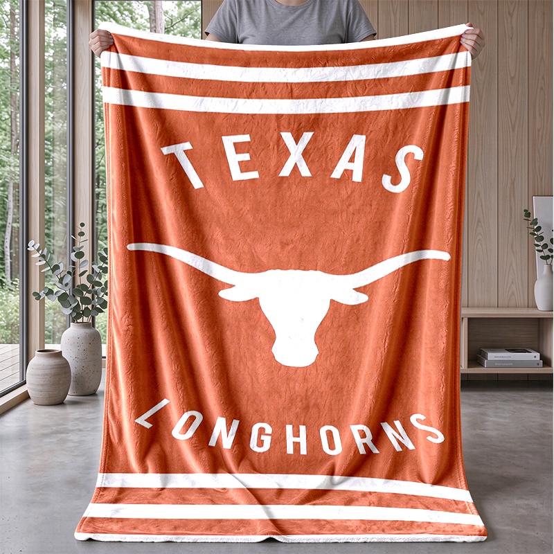 Texas Longhorns Spirit Sports Style Flannel Fleece Blanket Cozy Warm Throw Blanket For Couch Bed Travel All Season Use