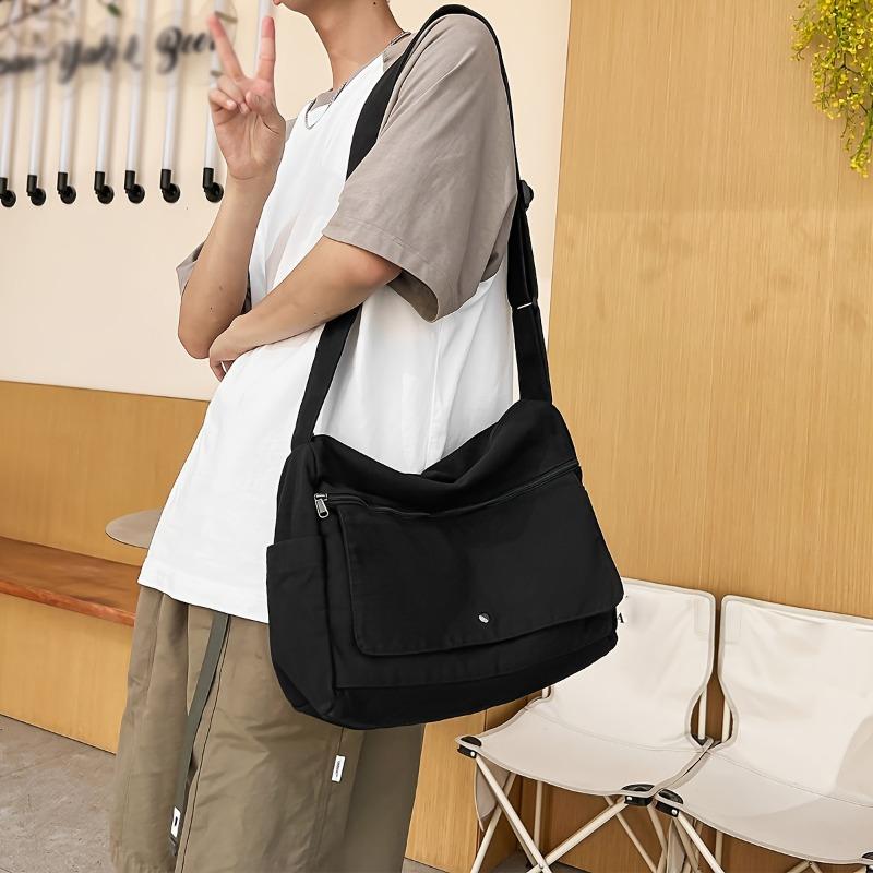 4-Color Large Capacity Canvas Crossbody Hobo Bag - Durable, Adjustable, Trendy Sling