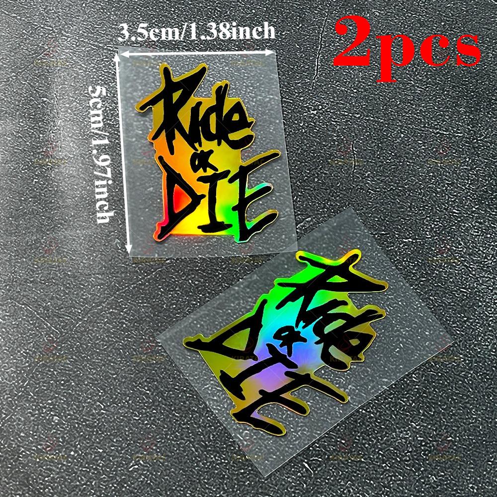 2PCS Gold RIDE OR DIE Motorcycle Stickers for Helmet Bicycle Handlebars Top Tube Frame Universal Waterproof Vinyl Decals
