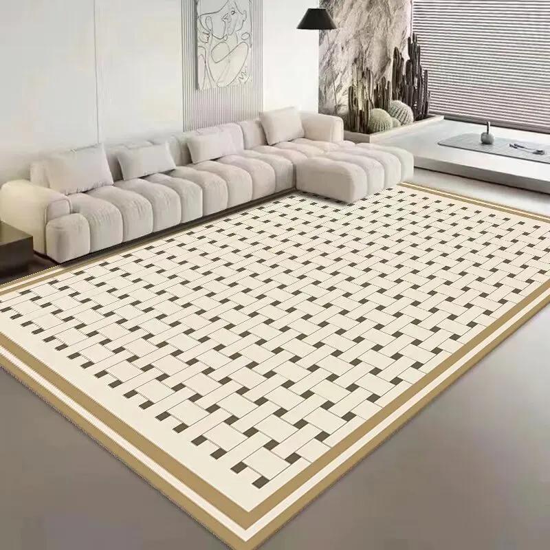Modern Classic Lattice Carpet Home Decoration Living Room Large Area Bedroom Carpet Non-slip Fluffy Soft Rugs Washroom Floor Mat