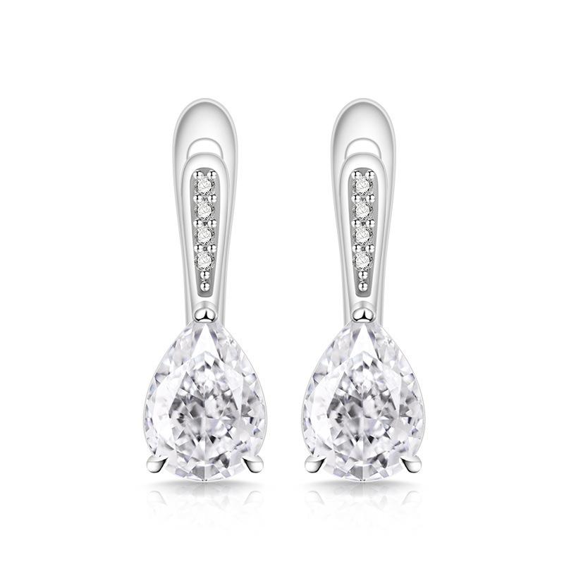 2026 Caibao Ice Flower Cut Pear Earrings High Carbon Diamond Plated Real Gold Water Drop Ear Hook Ear Jewelry