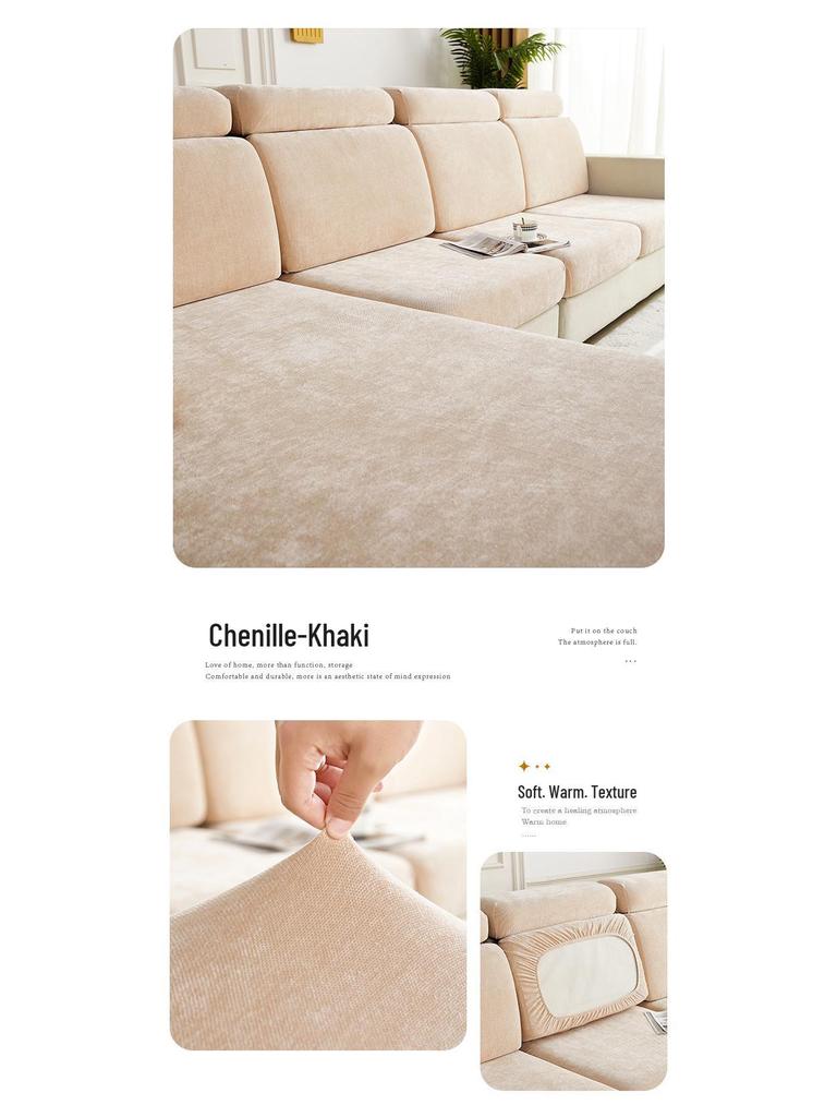 Universal-Sofaüberzug aus Chenille – Rundum-Kissenbezug, schlichtes Design