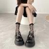 Summer black and white love ultra-thin glass silk socks children's medium tube socks tide fungus edge versatile