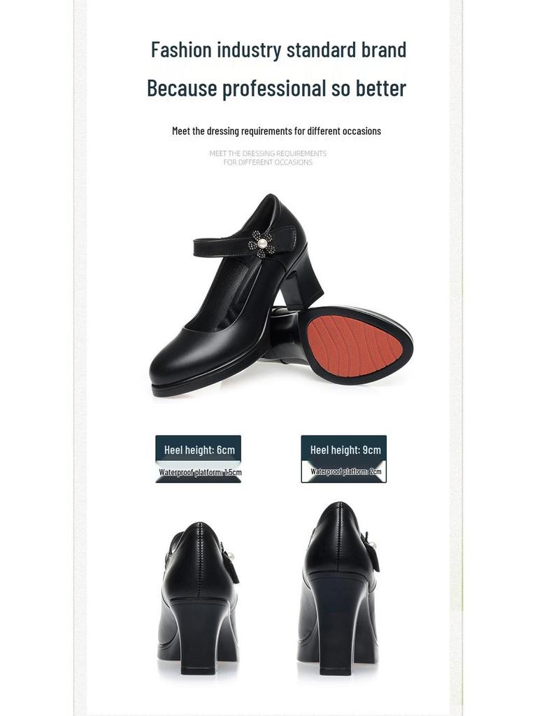 Sandalias de Plataforma de Cuero para Mujer de Tacón Medio con Suela y Empeine Suaves