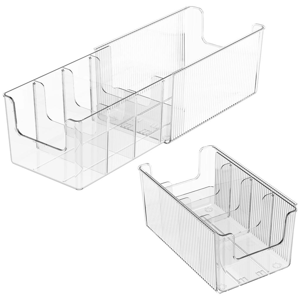 2Pcs Belt Organizer Box 4 Grids Retractable Belt Storage Rack for Closet and Drawer Tie and Belt Plastic Display Case