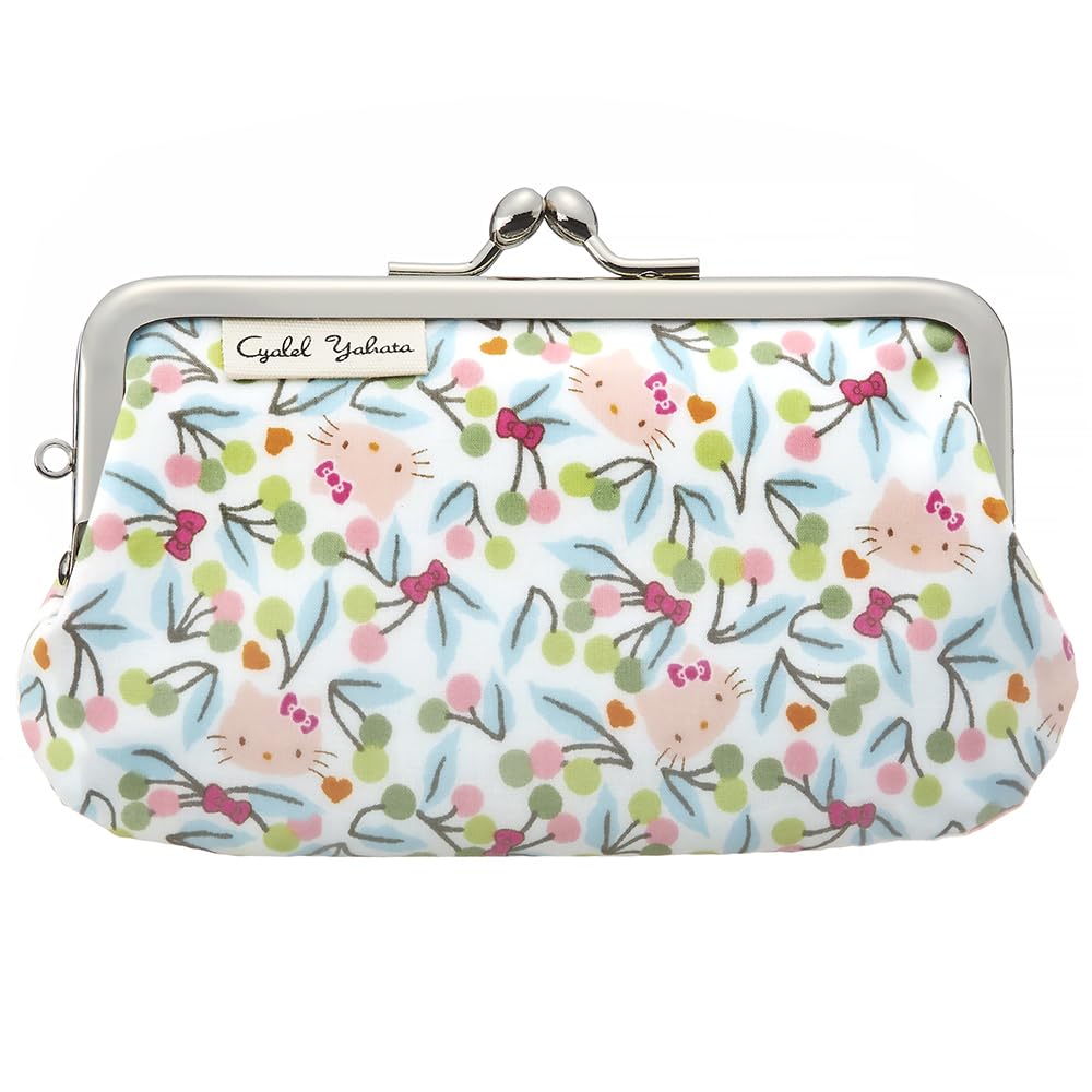 Mini saszetka z zapięciem na klamrę, z motywem Hello Kitty i kwiatowym nadrukiem Sanrio Liberty, mała, urocza i wykonana w wiśniowo-niebieskie postacie,