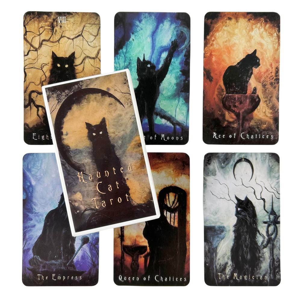 Kawaii Cat Tarot Cards Magic Full English Read Fate Deck Board Game Family Playing Birthday Gift Pink Cute Lovely Cat Oracle