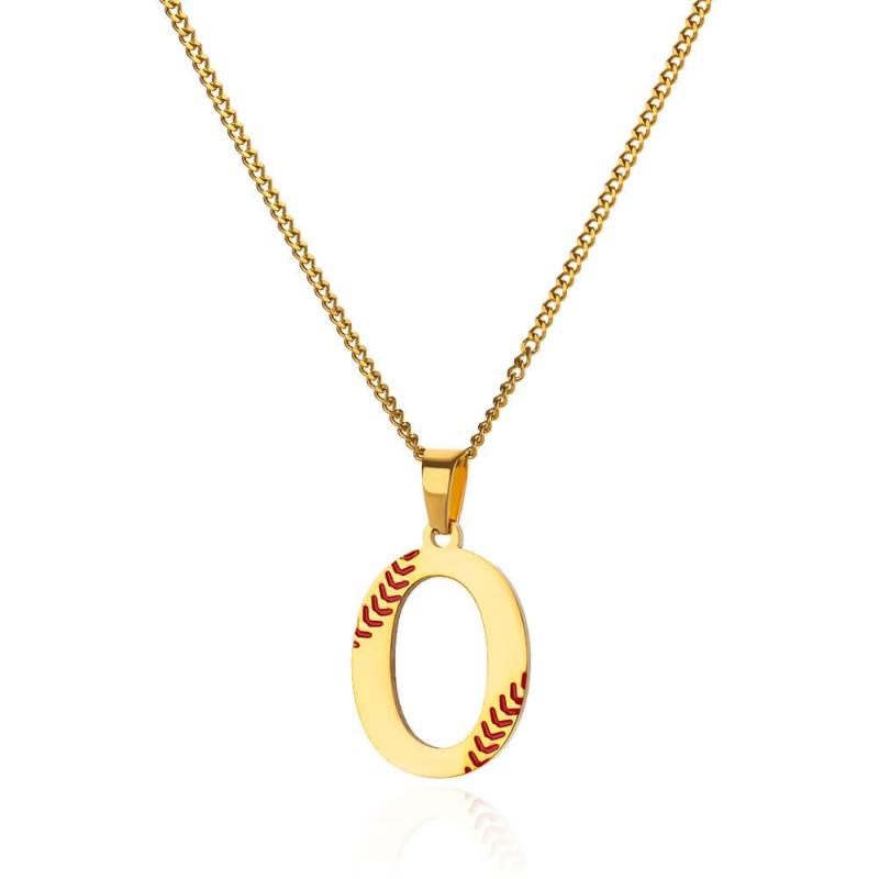 New Design Exquisite Baseball Initials - Letter Necklace Stainless Steel Chain English Pendant