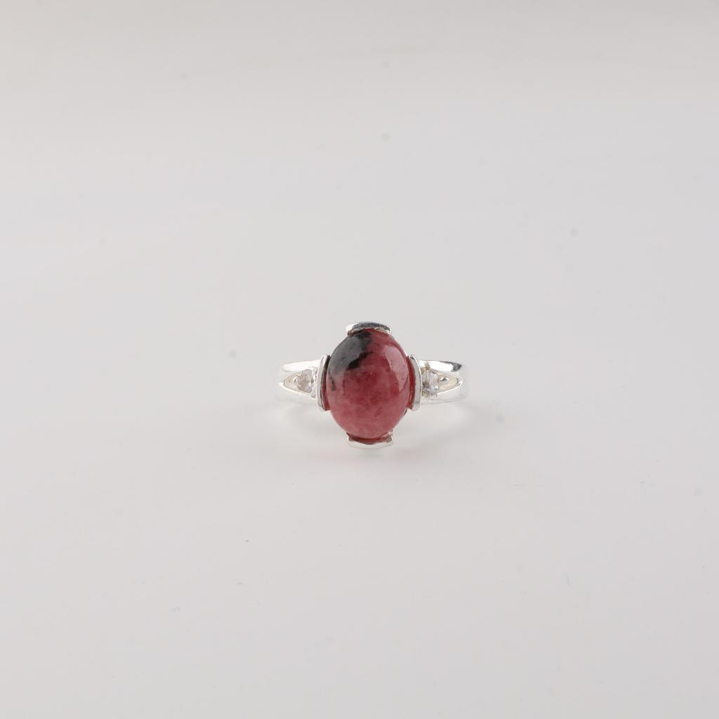 Schwarzer Rhodonit Edelstein Partywear Ring 925 Sterling Silber Schmuck Geschenk für die Liebe CZR-18-22