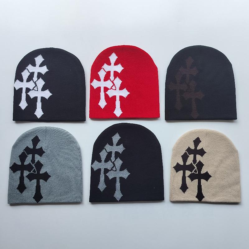 Y2K Kreuzstrickmütze Herbst Winter Street Unisex Warm Persönlich Vielseitig Nischen Beanies