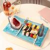 Haifischförmige Teigtaschenplatte mit Sojasaucenschale Kreative handgefertigte Haifischform-Platte für Sushi-Käsebrett Party-Tablett Niedliche Heim-Esszimmer-Dekoration