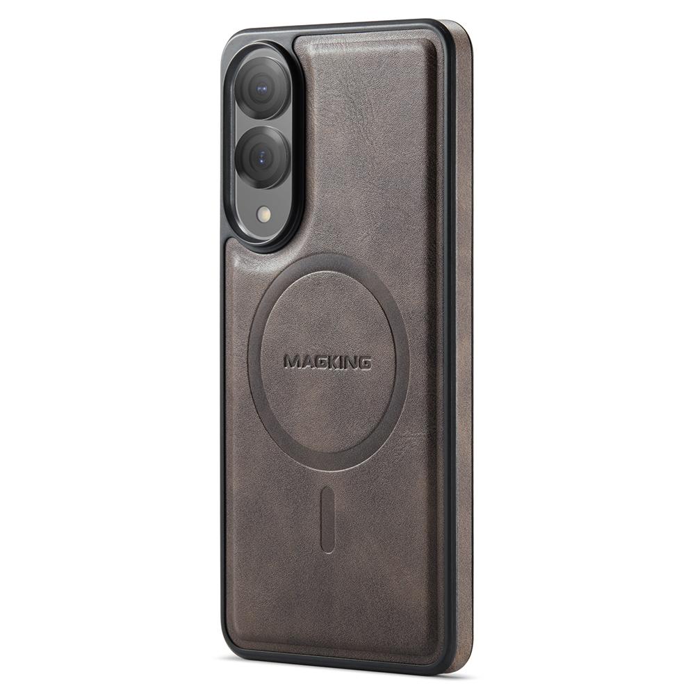 

MAGKING K1 Series For Samsung Galaxy S25 Edge Magnetic Case PC+TPU+PU Leather Phone Cover Coffee