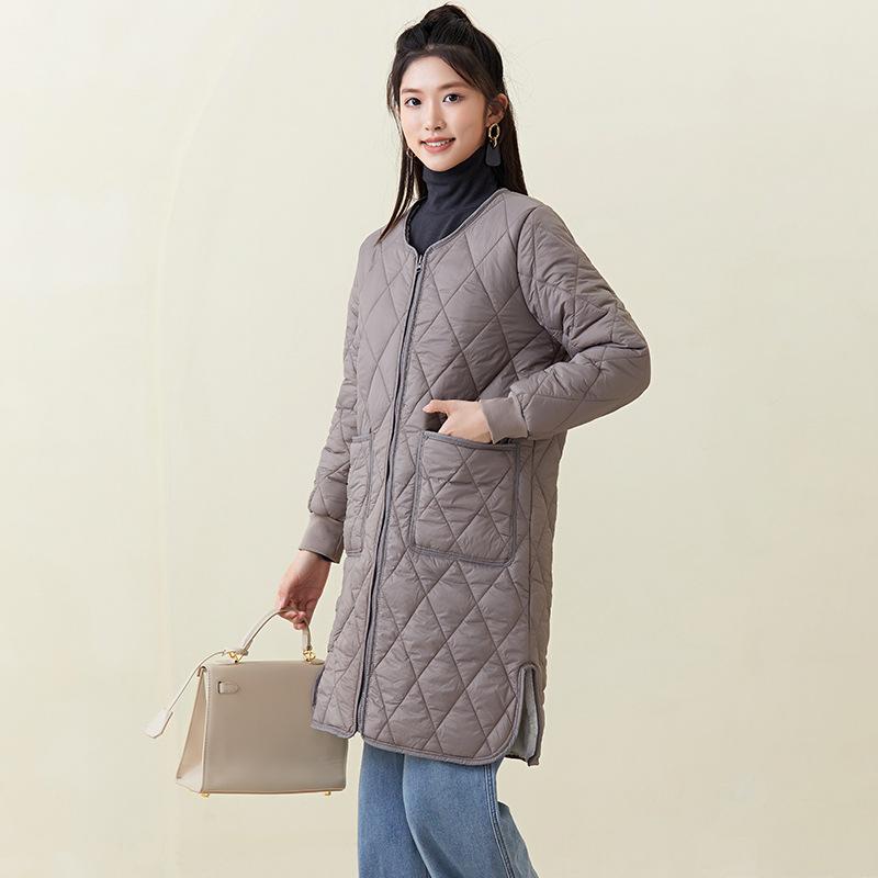 Iarnă Jachetă Lungă cu Fermoar Caldă din Bumbac Mânecă Filetată Jachetă din Bumbac pentru Femei Bumbac Plus Plus Îmbrăcăminte Căptușită Căldură și Confort la Modă 2401