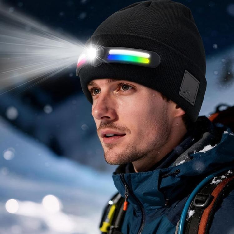 Easy To Clean Removable LED Lamp Knit Hat Rechargeable Outdoor Headlamp Cap For Enthusiasts Night Event And Family Use
