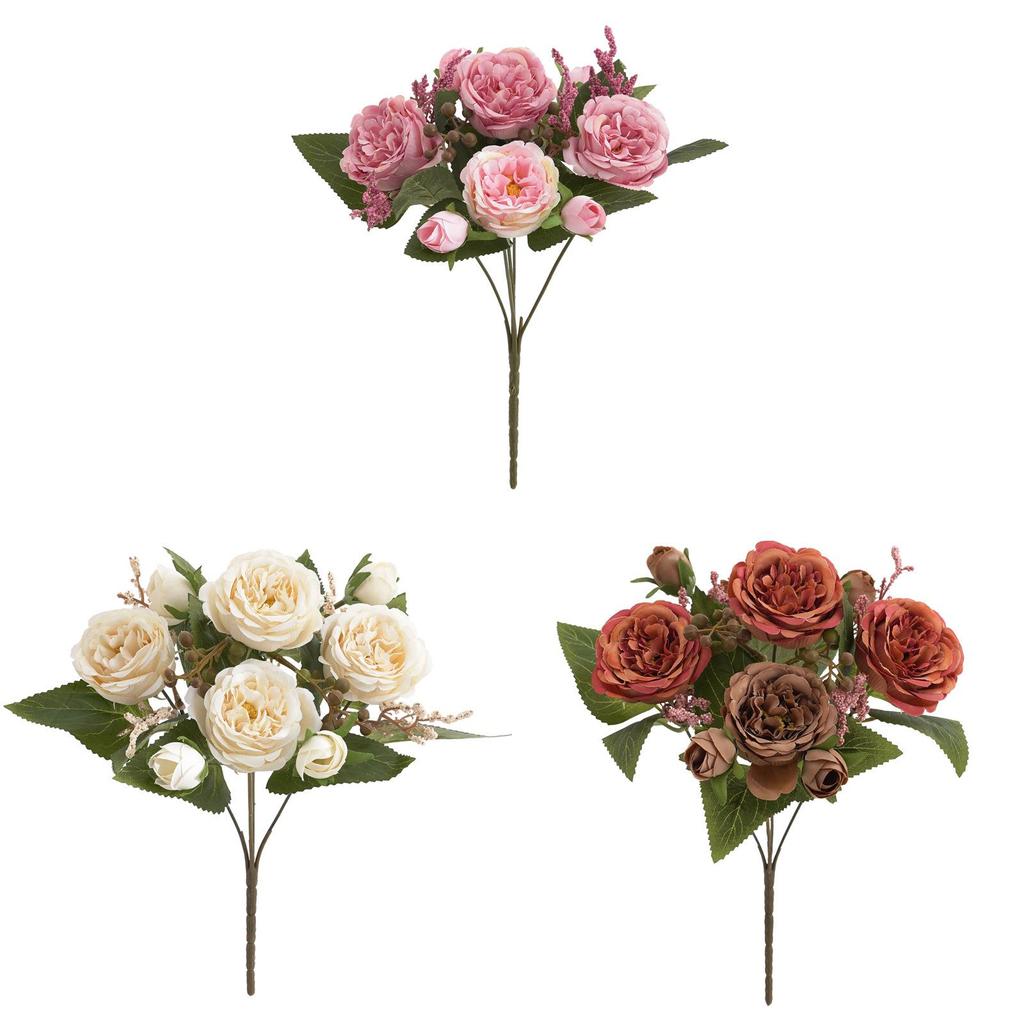 Peony Artificial Flower Set For Home Decor And Photography Props With Silk Material