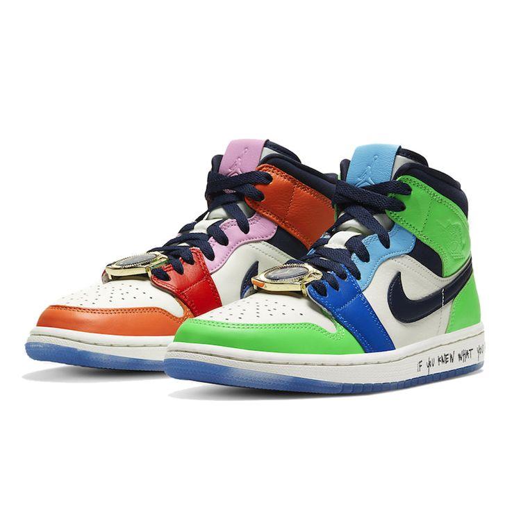 Melody Ehsani x Air Jordan 1 Mid Fearless Women Sneakers Multi-Color White Black CQ7629-100