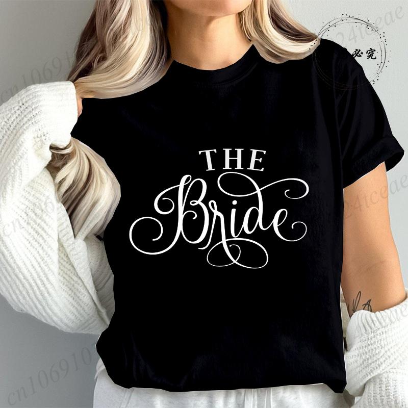 New Fashion Team Bride Tee T-Shirt Womens Vintage Wedding Party T-Shirt Funny Bride T-Shirt Tops Women's Tees Streetwear