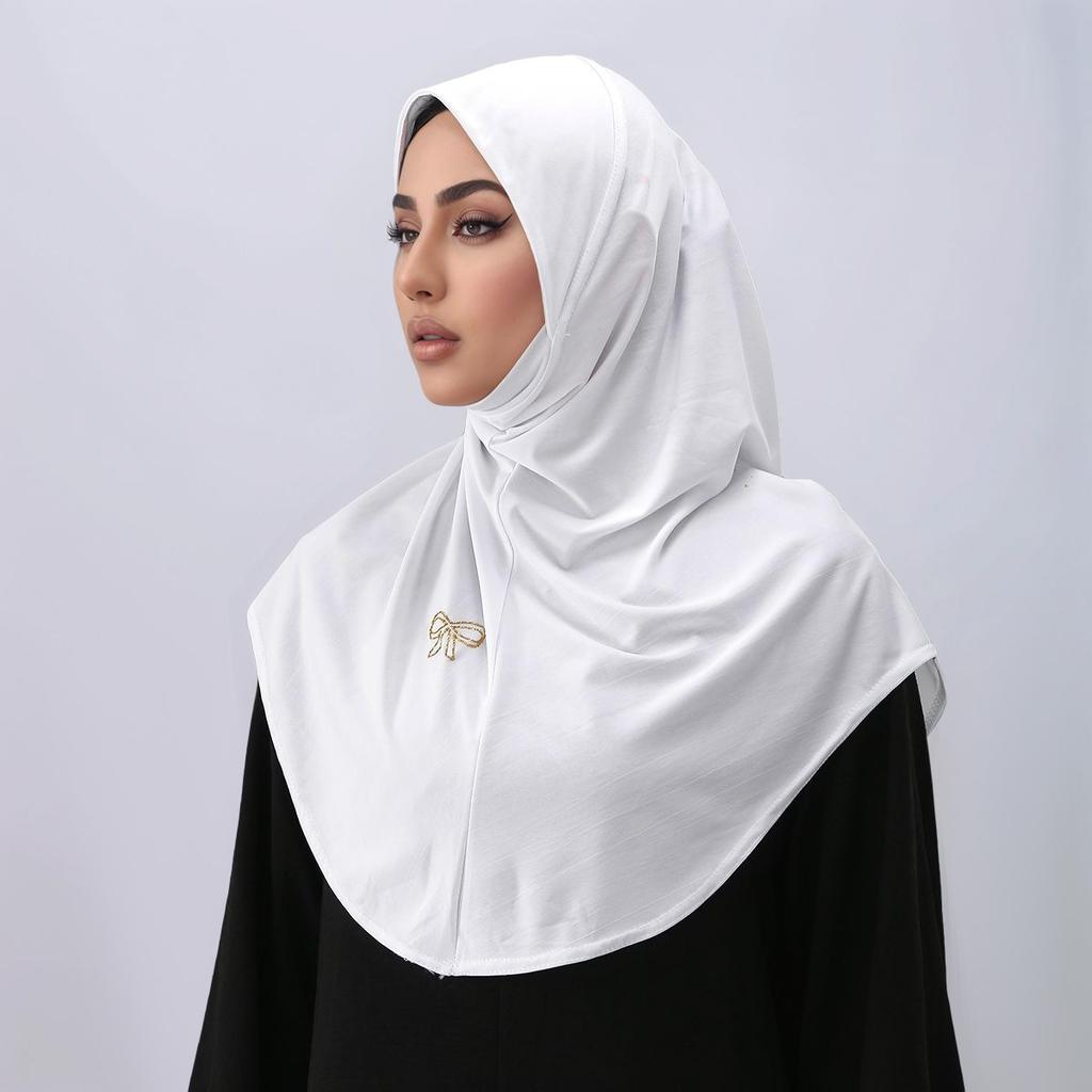 Ramadan Golden Embroidery Muslim Modal Hijabs For Women Solid Headscarf Khimar Hijabs Bandana Sports Hijab Arabic Islam Tudung