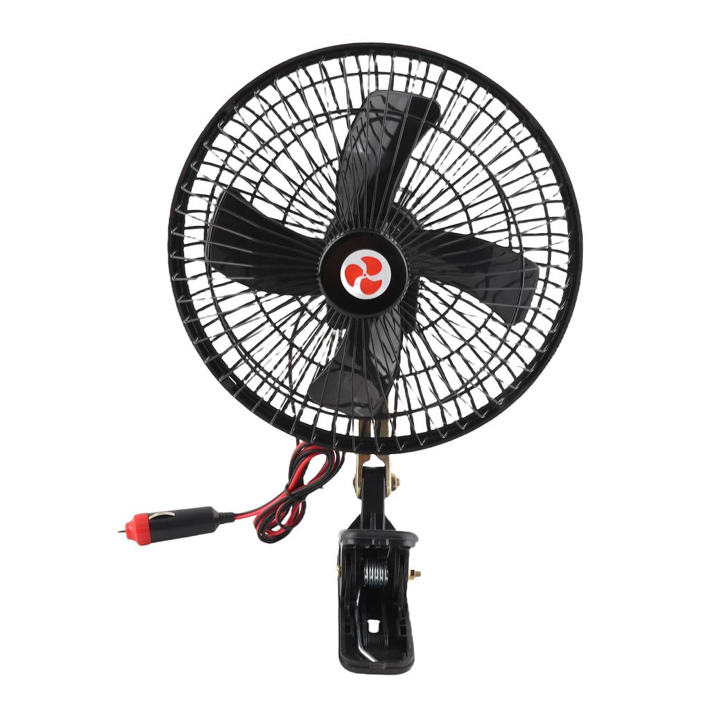 8in Car Cooling Fan Cigar Lighter Powered Black Quiet Metal Clip On Fan for Car Truck SUV RV Boat Bus DC24V