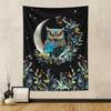 1pc Bohemian Owl Floral Aesthetic Tapestry, Moon and Starry Sky Tapestry, Cute Owl Plant Floral Plant Room Tapestry