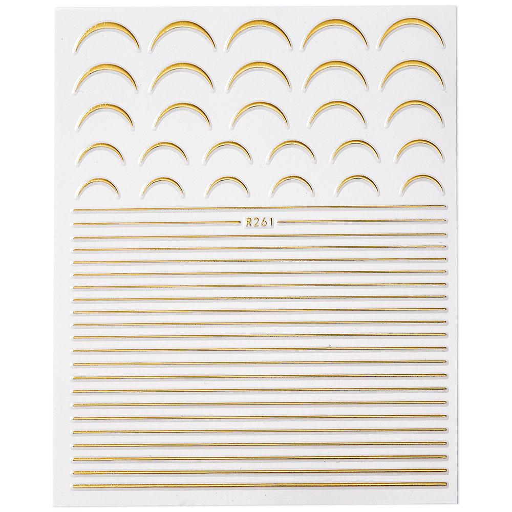 Nálepka na francouzskou manikúru Hotpress Diy Zlatá a stříbrná Samolepka na nehty ve tvaru U plus horizontální linie Nude