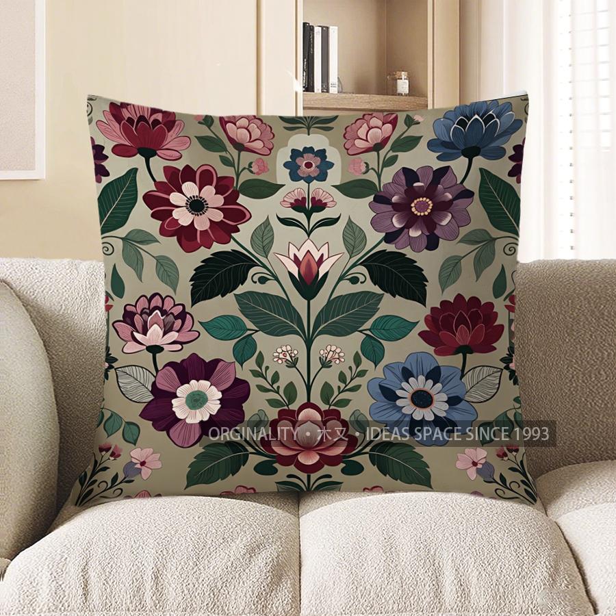 

2D Floral Patterned Cushion Covers For Cozy Decor Pattern Cushion Cover Suitable For Sofa Bedroom Car Pillow Cover 40x40cm