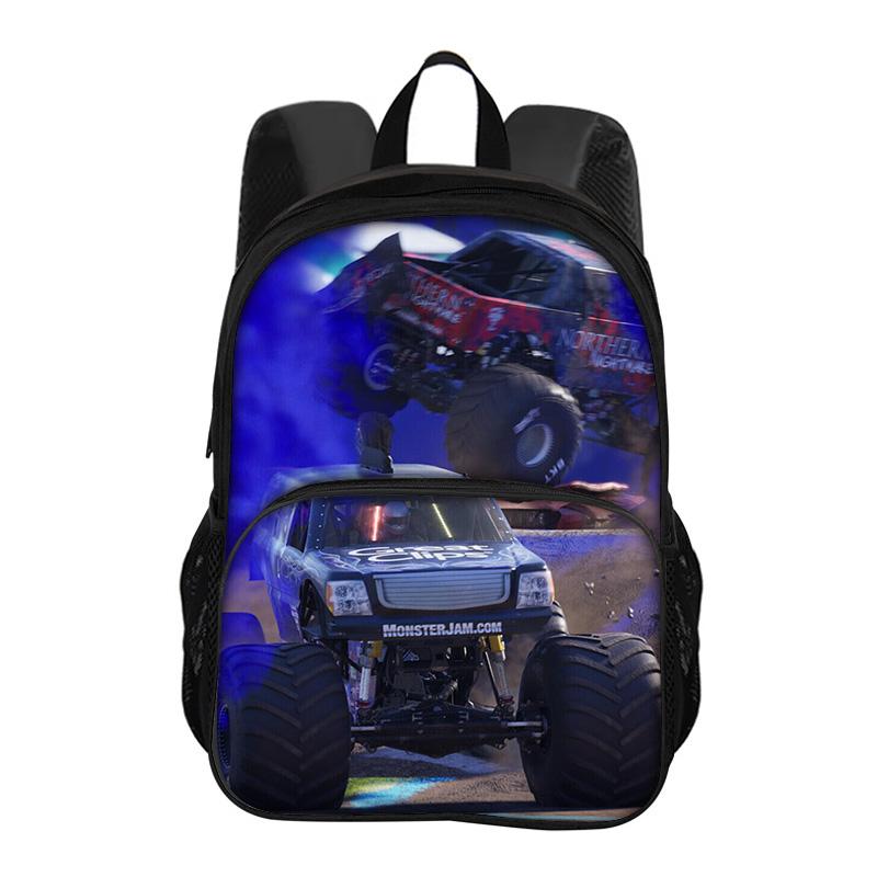 Monster Jam Round Front Bag Backpack Cartoon Print New Trendy Student School Best Campus Companion Birthday Gift