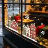 Coffee Shop Window Decorations Christmas Static Clings, Snowy Town House Snowflake Glass Decals, Reusable Patterns for Home Xmas Stickers, Holiday