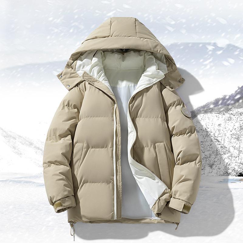 

Padded-on Men s Winter New Cotton-added Thickened Down Cotton-padded Jacket Warm Jacket Versatile Winter Clothing Removable Hat Cotton-padded Clothing M хаки