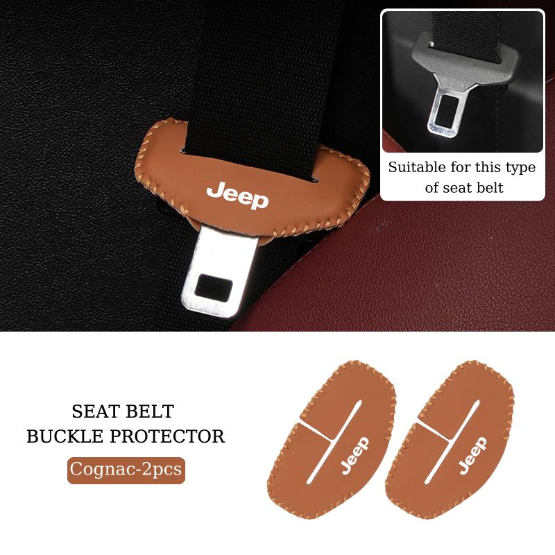 Car Seatbelt Buckle Cover Leather Seatbelt Anti-Scratch Mat Accessories For Jeep Renegade Grand Cherokee Compass Patriot Wrangle AKV1