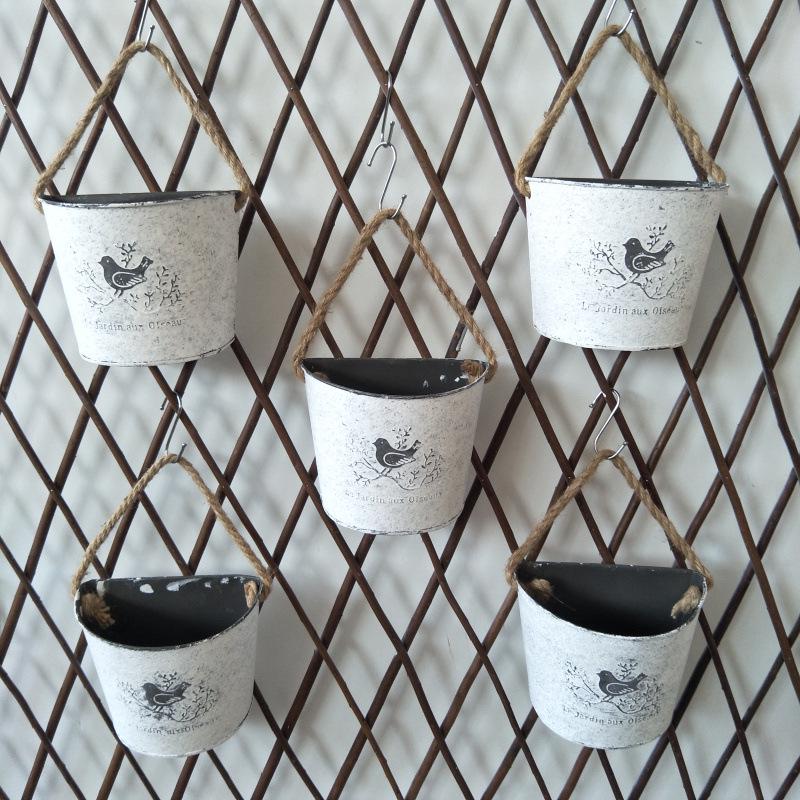 Vintage Wrought Iron Wall-Mounted Flower Pot and Hanging Basket