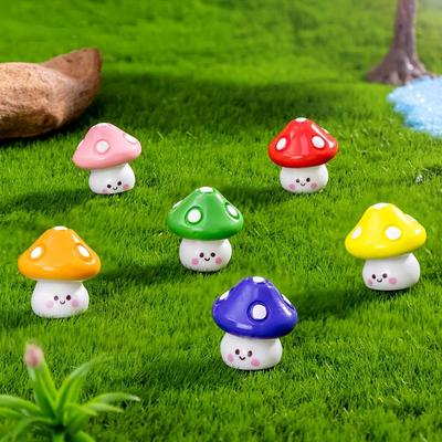 6 modelos miniatura de setas coloridos y caprichosos | Accesorios decorativos de resina para manualidades, setas lindas sonrientes, adecuados para feria