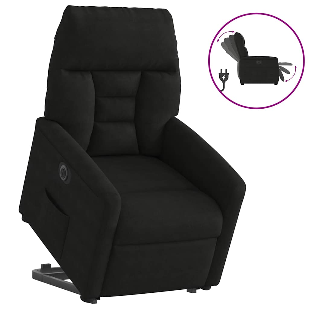 Electric Recliner Chair with Lift Assist Black Microfiber Fabric