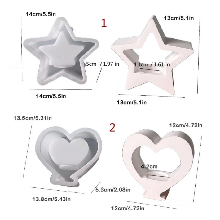 Hollowed Heart Silicone Candle Holder Mold Easy Demolding Tealight Holder Silicone Molds for Resin Craft Home Decoration