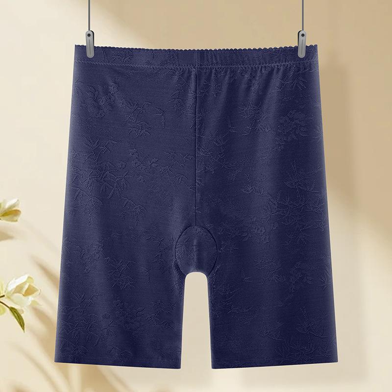 Plus Size Women Summer High Waist Ice Silk No Trace Safety Anti Walking Belly Lift Hip Five Points Leggings