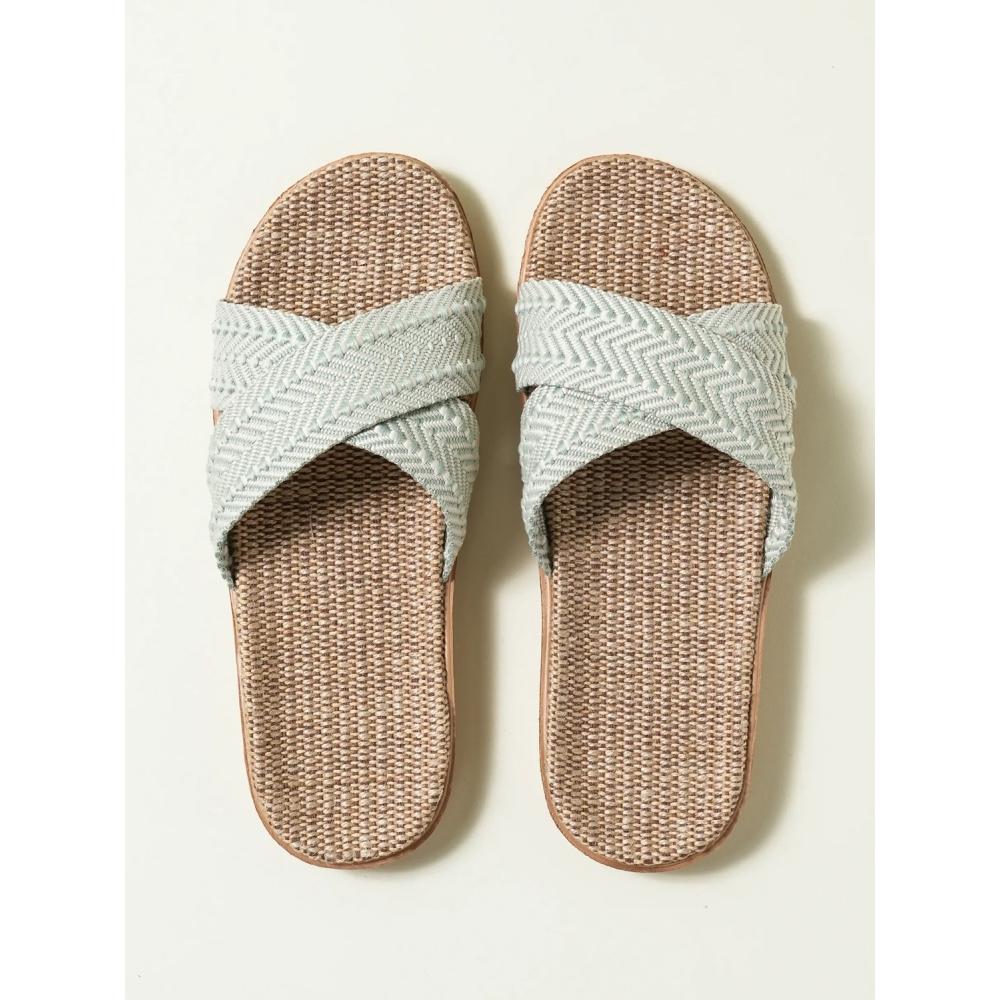 Daiso Oblique Twist Linen Slippers 240 Mm