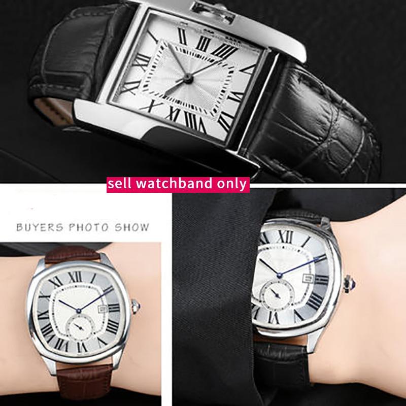 Uhrenarmband für Cartier Tank Echtes Leder Uhrenarmband Herren Claire Ledergürtel London Solo Mechanische Uhr Zubehör 25mm