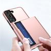 AMORUS For Samsung Galaxy S22 5G Case with Sliding Card Holder PC TPU Phone Back Cover