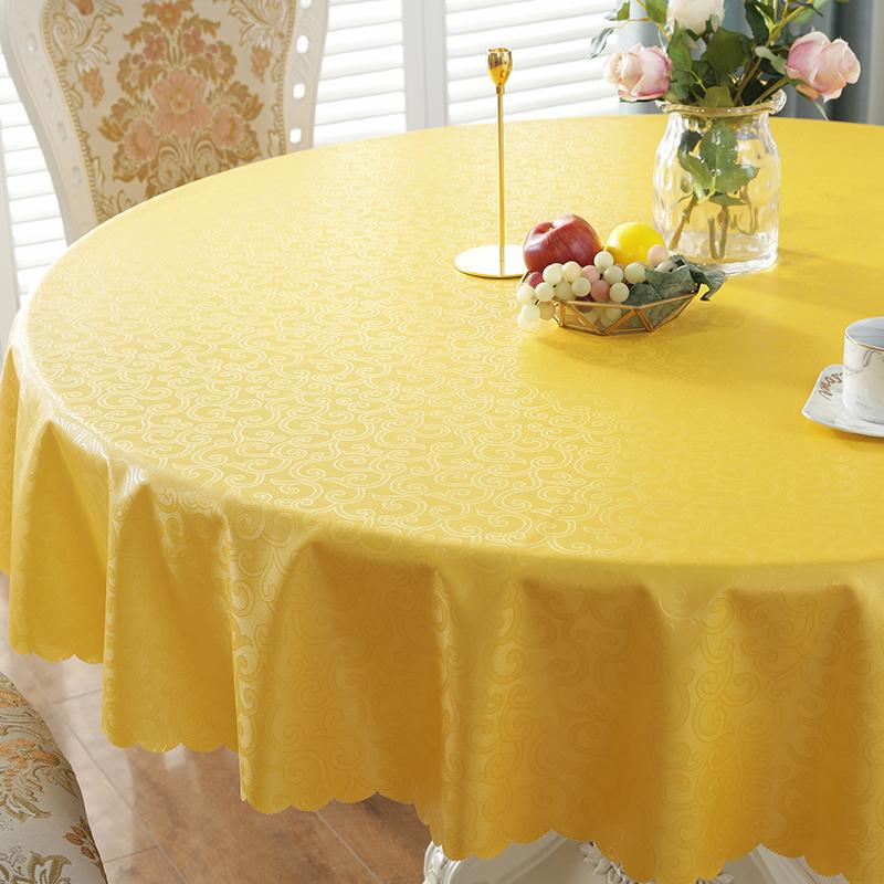 European Style Fabric Wedding Pad Round Household Printed Waterproof Desk Cloth Solid Color Hanging Non Washable Tablecloth