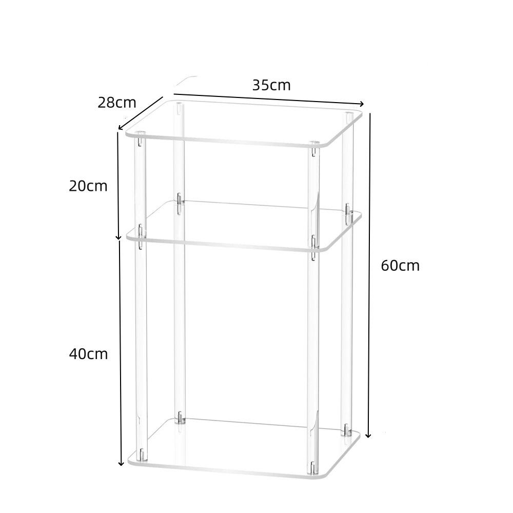 Three-Tier Acrylic Square Side Table for Living Room or Bedroom