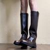 Cowhide Version~ 2025 New Retro Leather Round Head High Knight Boots Women's Versatile But Knee Thick Heel Boots