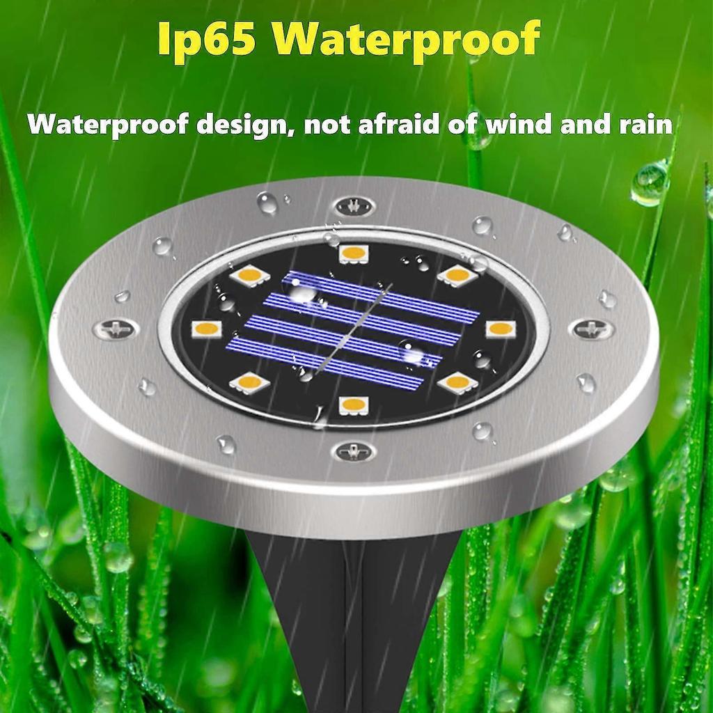 solar ground lights, 8 led ip65 waterproof 6000k solar ground lights (white)
