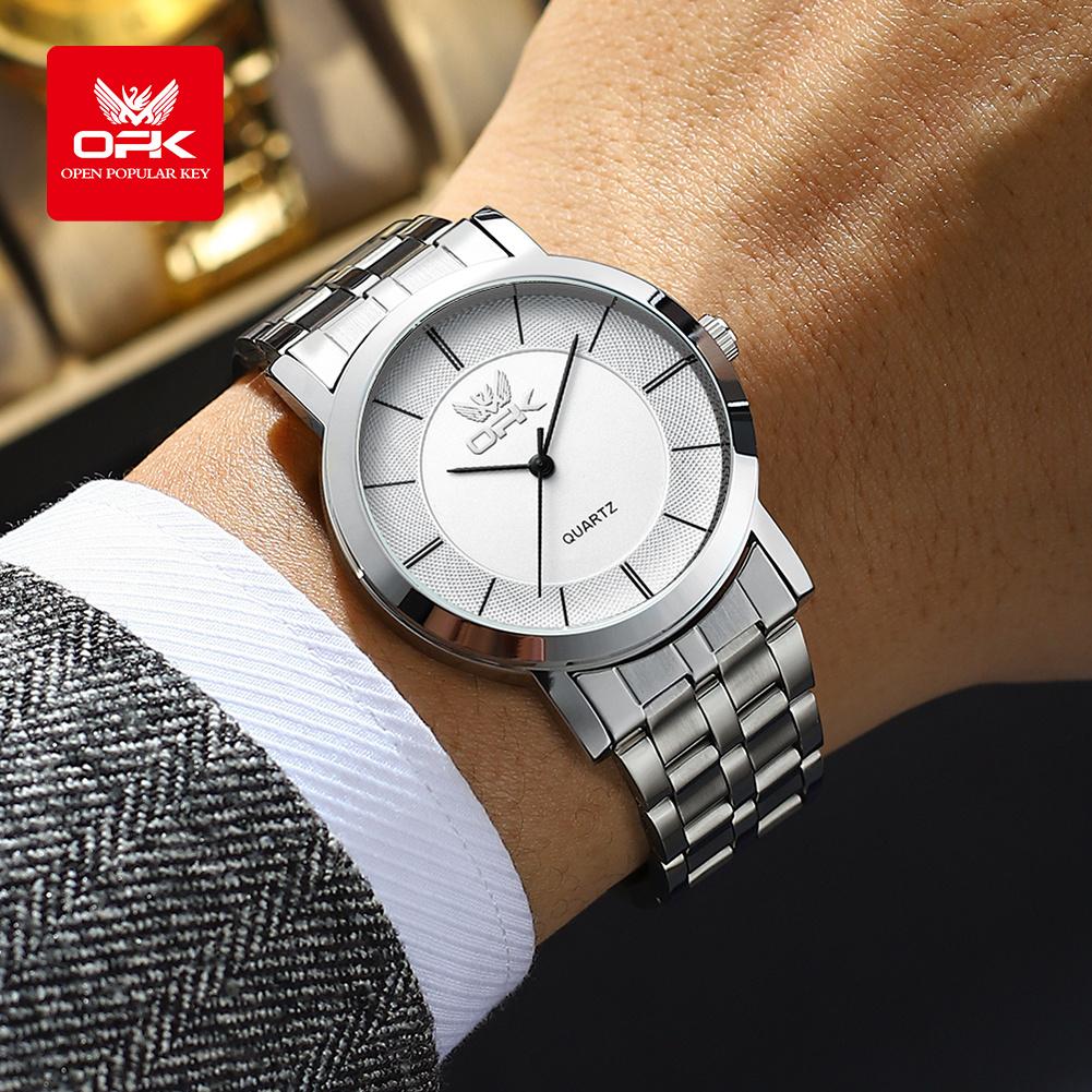 OPK Brand Men's Steel Strap Watch Simple and Fashionable Quartz Waterproof 6019