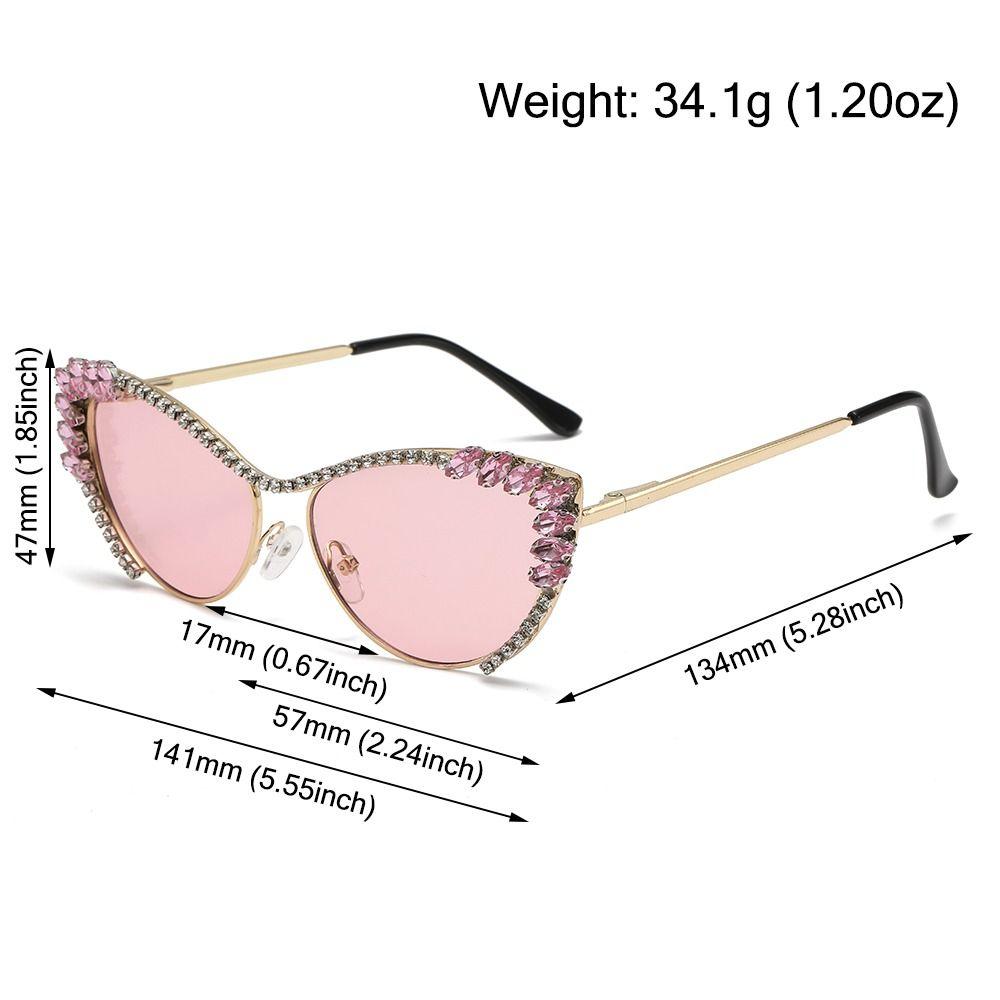 Fashion Cat-Eye Rhinestone Embellished Metal Sunglasses Street Style UV Protection Women's Shades Ladies Street Shooting Eyewear