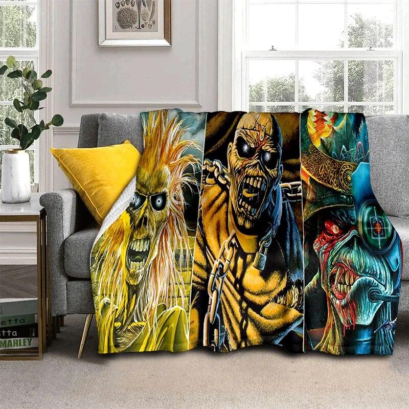 HD I-Iron Maiden Heavy Metal Band 3D Blanket,Soft Throw Blanket for Home Bedroom Bed Sofa Picnic Travel Office Cover Blanket Kid